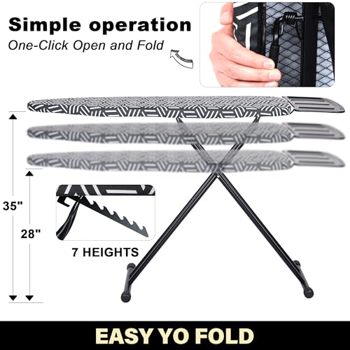 Caius Heavy Duty Ironing Board with Iron Rest and 7 Adjustable Heights