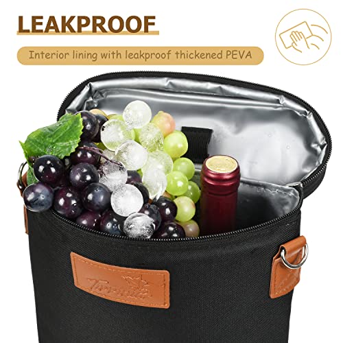 2 Bottle Insulated Wine Tote Bag - Leakproof Padded Cooler Carrier