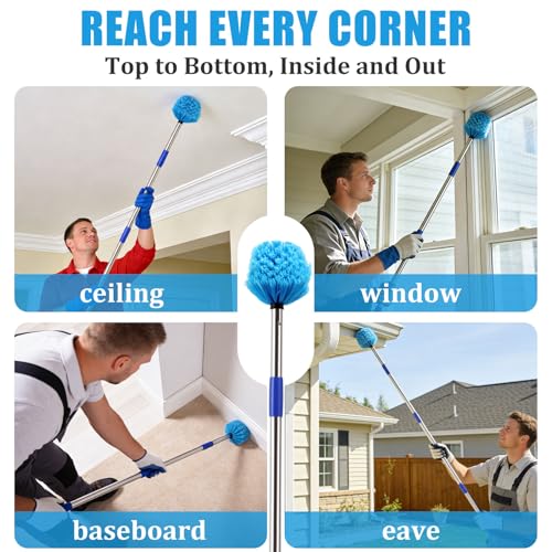 Cobweb Duster with 6 FT Extension Pole - Spider Web Cleaning Brush