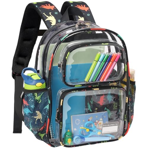 Kids Clear Backpack 15 Inch Heavy Duty School Bookbag for Boys (Ages 5-7)
