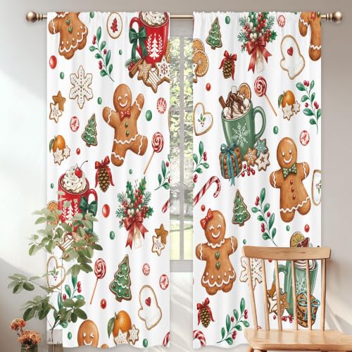 Mitpok Gingerbread Christmas Curtains 52W x 84L, Pack of 2