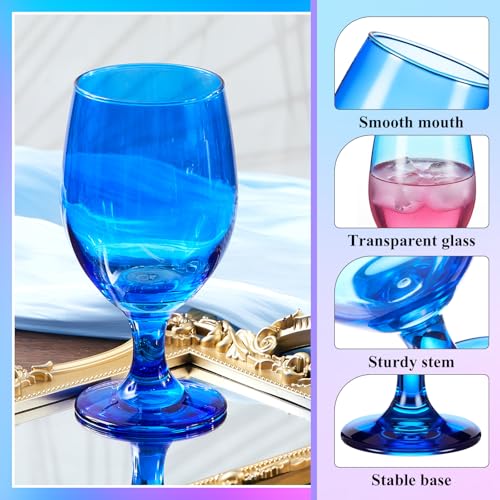 Set of 12 Cobalt Blue Water Goblets, 13.5 oz Stemmed Glassware