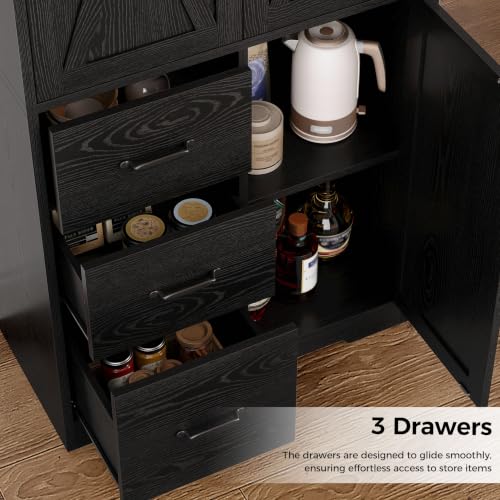 67.5" Tall Freestanding Kitchen Pantry Storage Cabinet with Doors & Drawer