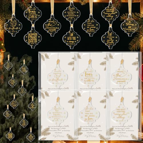Kasyat 50 Sets Christian Tree Ornaments Bulk with Cards - Classic Design