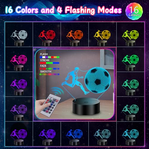 3D Soccer Night Light - LED Illusion Lamp for Kids Bedroom Decor