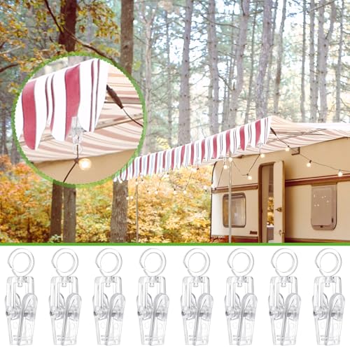 50 Pack 360° Rotating Curtain Clips for RV Awning Lights and Party Decor
