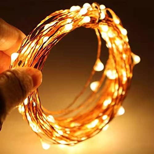 Sanniu LED String Lights - Mini Battery Powered Copper Wire Fairy Lights | 5m/16ft Warm White for Bedroom, Weddings, Parties