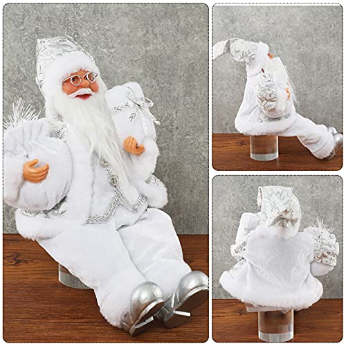 AnyDesign Christmas Sitting Santa Figurine with Gift Bag - Holiday Home Decor