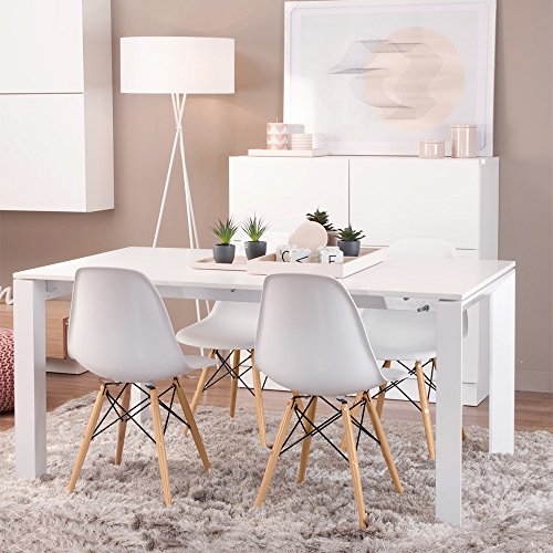 Modern Mid-Century Dining Chairs, Ergonomic Plastic Side Chairs - Set of 4
