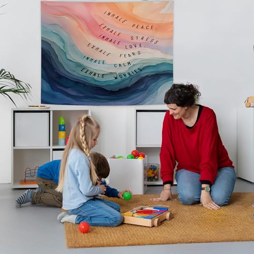 Mental Health Wall Tapestry - Inhale Exhale Therapy Office Decor