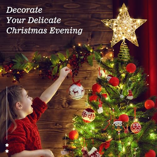 Lighted Christmas Star Tree Topper with 20 LED Lights & 8 Modes - 9.8 Inch