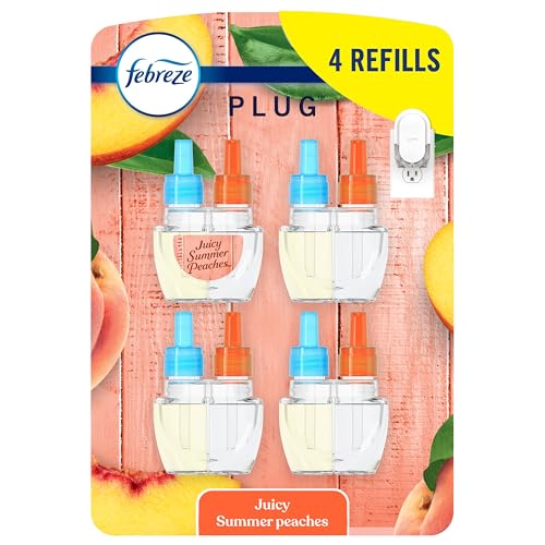 Plug-In Scented Oil Air Freshener Refills, Juicy Summer Peaches - 4 Pack