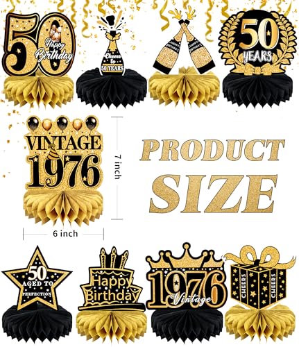 50th Birthday Party Table Decorations - Black and Gold Honeycomb Decor