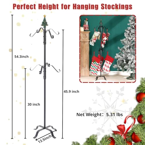 Christmas Stocking Holder Stand for Floor Metal 55“H with 8 Hooks