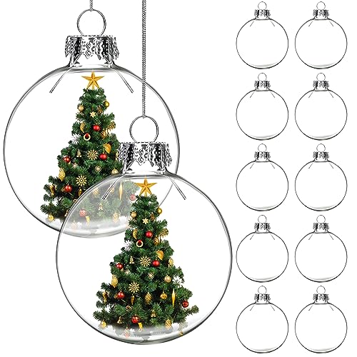 Liliful Clear Glass Christmas Ornaments 3.15 in - Pack of 12