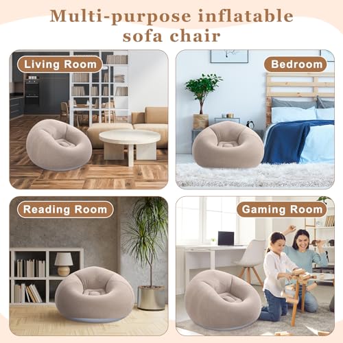 6-Piece Inflatable Bean Bag Chair Set with Electric Pump for Camping
