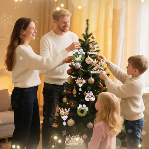 Personalized Wreath Snowman Family of 6 Christmas Ornament 2026 - YXFEIR