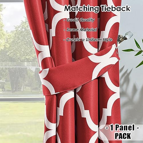 Red Moroccan 52x45 Inch Room Darkening Grommet Curtain Panel - Melodieux
