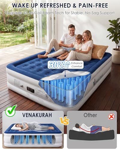 Queen Air Mattress with Built-in Pump | 18" Inflatable Bed