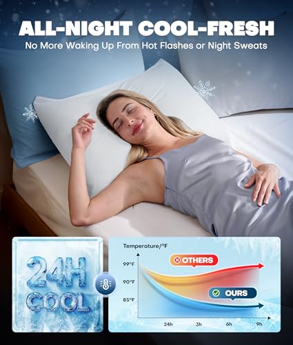 Cooling Pillowcase Set of 2, Breathable Zippered Bed Pillow Covers