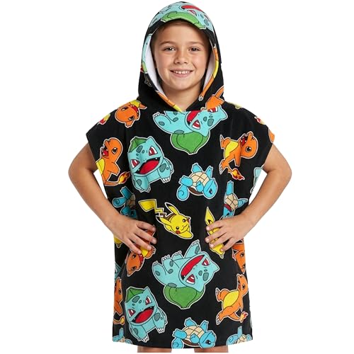 Pokemon Kids Hooded Towel - Multicolor 10-13 Years Cotton Beach & Pool Wrap
