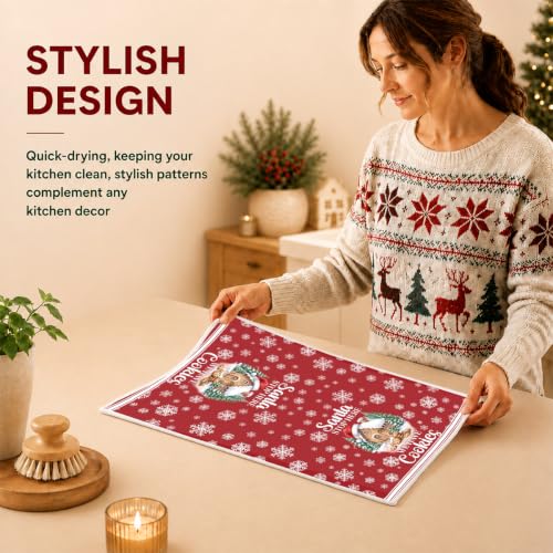 ZHAMEN 4 Pcs Christmas Kitchen Towels - Soft Absorbent Waffle Hand Towels (Multi 1663)