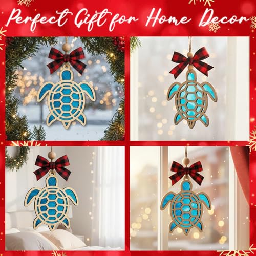 Musemory Sea Turtle Acrylic Suncatcher Ornament – Turtle Lover Gift, Coastal Christmas