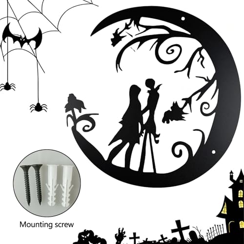 Halloween Christmas Metal Wall Art - Nightmare Theme Wall Decor, 11 Inch