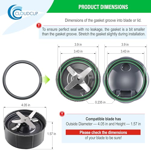 Dual-Lip Replacement Sealing Rings for 4.05-Inch Blender Blade Assemblies