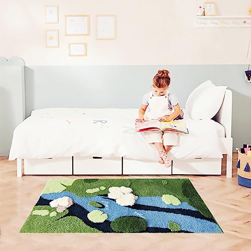 Moss Shape Bath Mat, Soft Plush Shag Rug for Bathroom and Nursery, 55x27