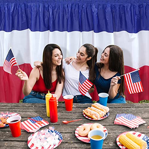 3 Pack Patriotic Plastic Table Skirts, Red White and Blue Party Decor