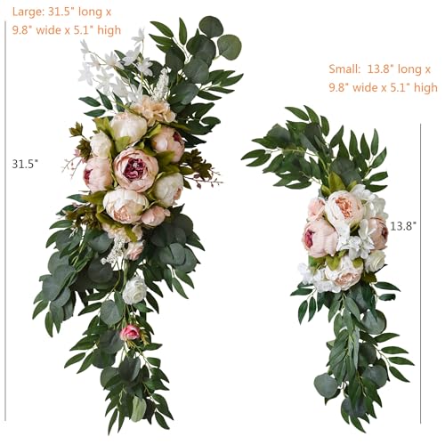 Artificial Peony Flower Swags for Wedding Arch and Welcome Sign, 2-Piece Set