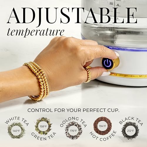 Electric Kettle with Temperature Control, 1500W Fast Boil Glass Tea Kettle