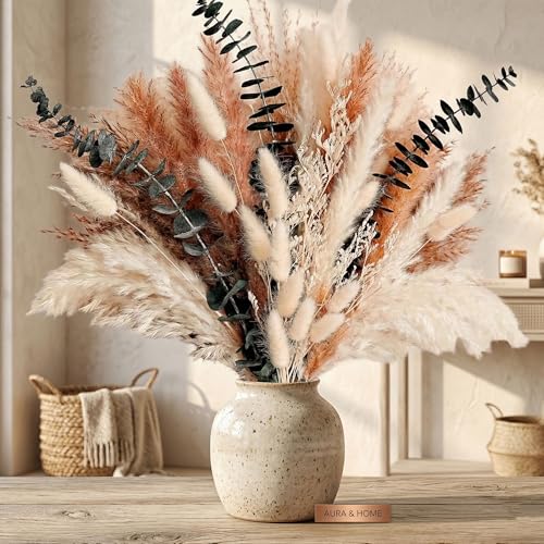 Dried Flower Bouquet with Pampas Grass & Eucalyptus - Boho Home Decor