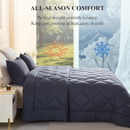 MIOTO Oversized King Comforter 128x120 - Down Alternative Duvet Insert, Grey
