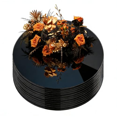 12 Pcs 10-Inch Round Mirror Centerpiece Trays - Durable Acrylic Decor