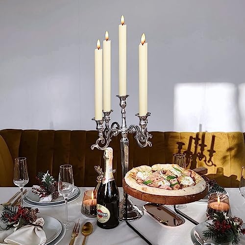 Wondise Ivory Flameless Taper Candles with Timer - 3 Pack Real Wax LED Candles