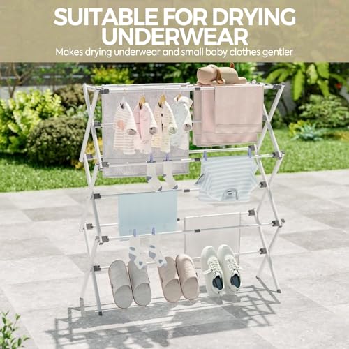 Foldable Clothes Drying Rack, Extendable Laundry Rack, Rust-Resistant