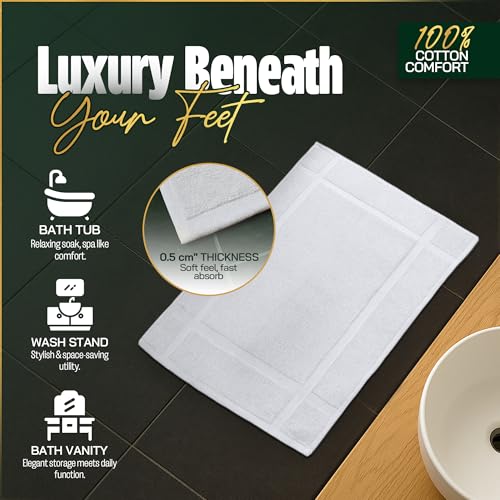 Pearl Linens 100% Cotton Bath Mat Towels 6-Pack, 20x30 Inches White