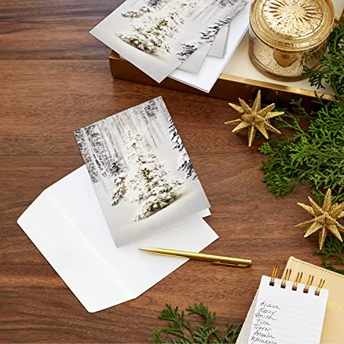 Hallmark Snowy Glowy Tree Christmas Cards Set - 16 Holiday Greeting Cards