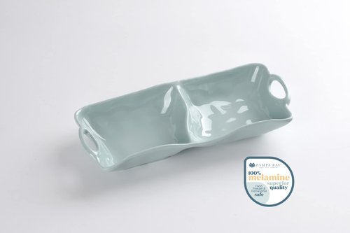 Pampa Bay Shatterproof Melamine 2 Section Server, 12.5 x 5.5 Inch, Food, Freezer, Dishwasher Safe, Aqua