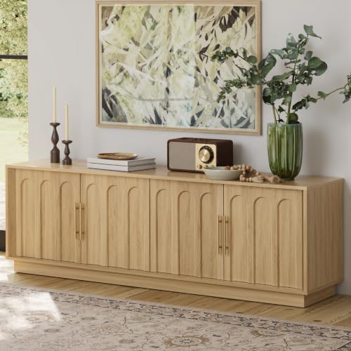 Mid-Century Modern 67" TV Stand and Lift-Top Coffee Table Set, Oak