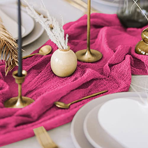FANPROMS Pink Cheesecloth Table Runner 35 x 10Ft 6 Pack for Wedding & Event Decor