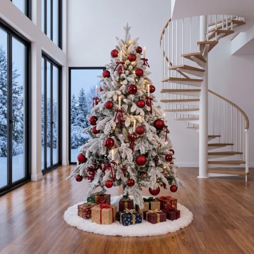 23 Inch Faux Rabbit Fur White Tree Skirt - Xmas Mini Snow White Decor, DOMAINTV
