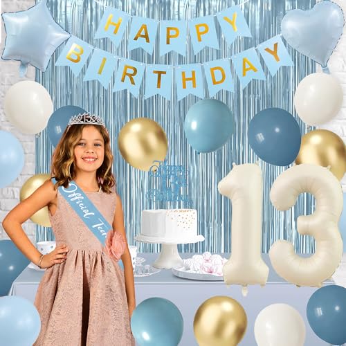 Light Blue 13th Birthday Decorations Kit for Girls - Official Teenager Set