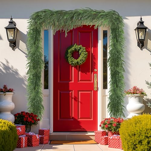 Ruidazon 15FT Artificial Norfolk Pine Garland Green - Real Touch Holiday Decor
