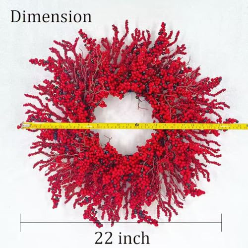 Trfdhm 20in Artificial Berry Christmas Wreath Red01 Front Door Decor