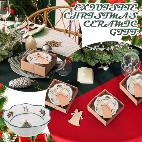 SiliFine 12 Pcs Christmas Tree Ceramic Bowls Gift Favors for Guests