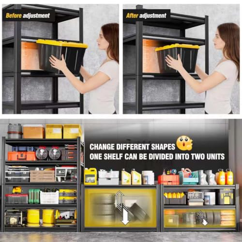 Heavy Duty Garage Shelving 5-Tier Adjustable Metal Storage Rack 71"H