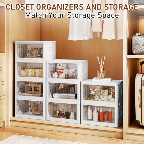Collapsible Storage Cabinet with Wheels and Magnetic Doors